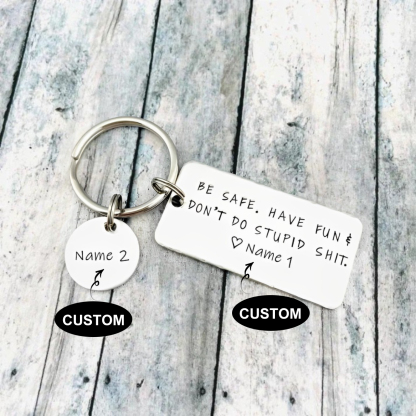 Don't Do Stupid Love Keychain Personalised Name Keyring for Teenager