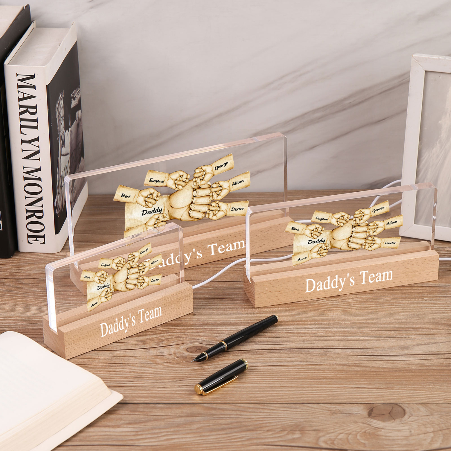 7 Names -  Personalised Name & Text Acrylic Night Light Custom Fist Bump LED Lamp Fathers Day Gifts-Jessemade AU