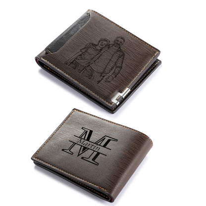 Personalised Leather Wallet for Men – Custom 1 Photo & 1 Name Engraving | Jessemade