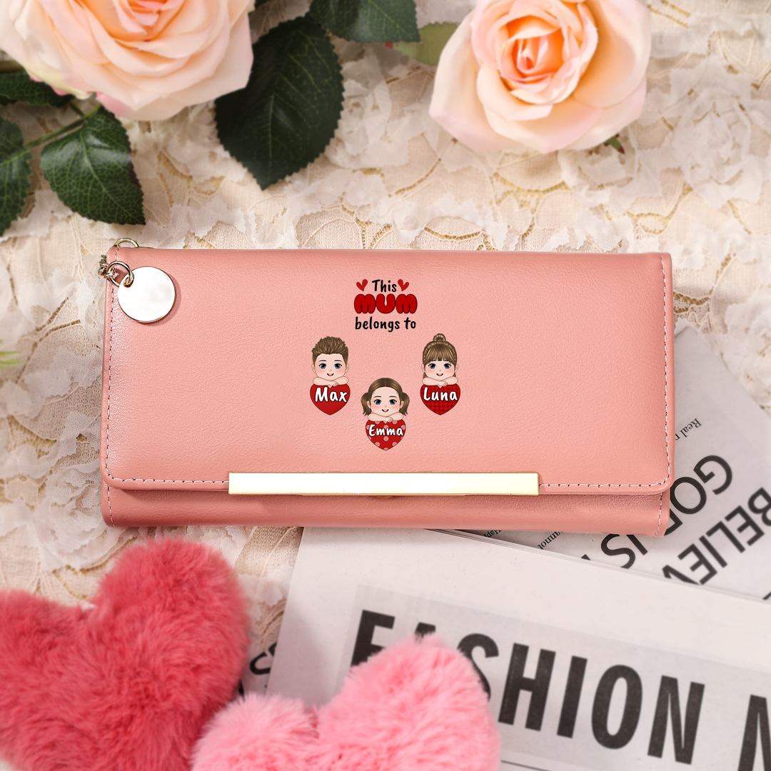 To my Mum/Nan - Personalised Women Wallet Custom With 1-10 Names Gift for Mum or Grandma in Pink, Blue or Yellow | Jessemade