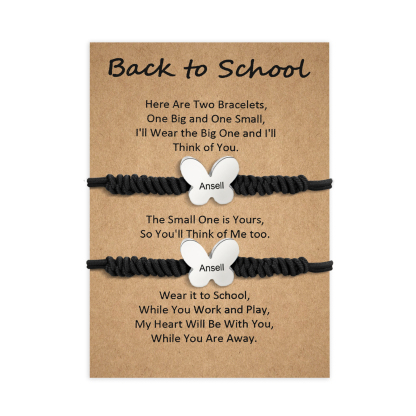 2 Pcs Butterfly Bracelet Set Custom 2 Names Adjustable Bracelets Back to School Gift for Daughter Granddaughter-Jessemade AU