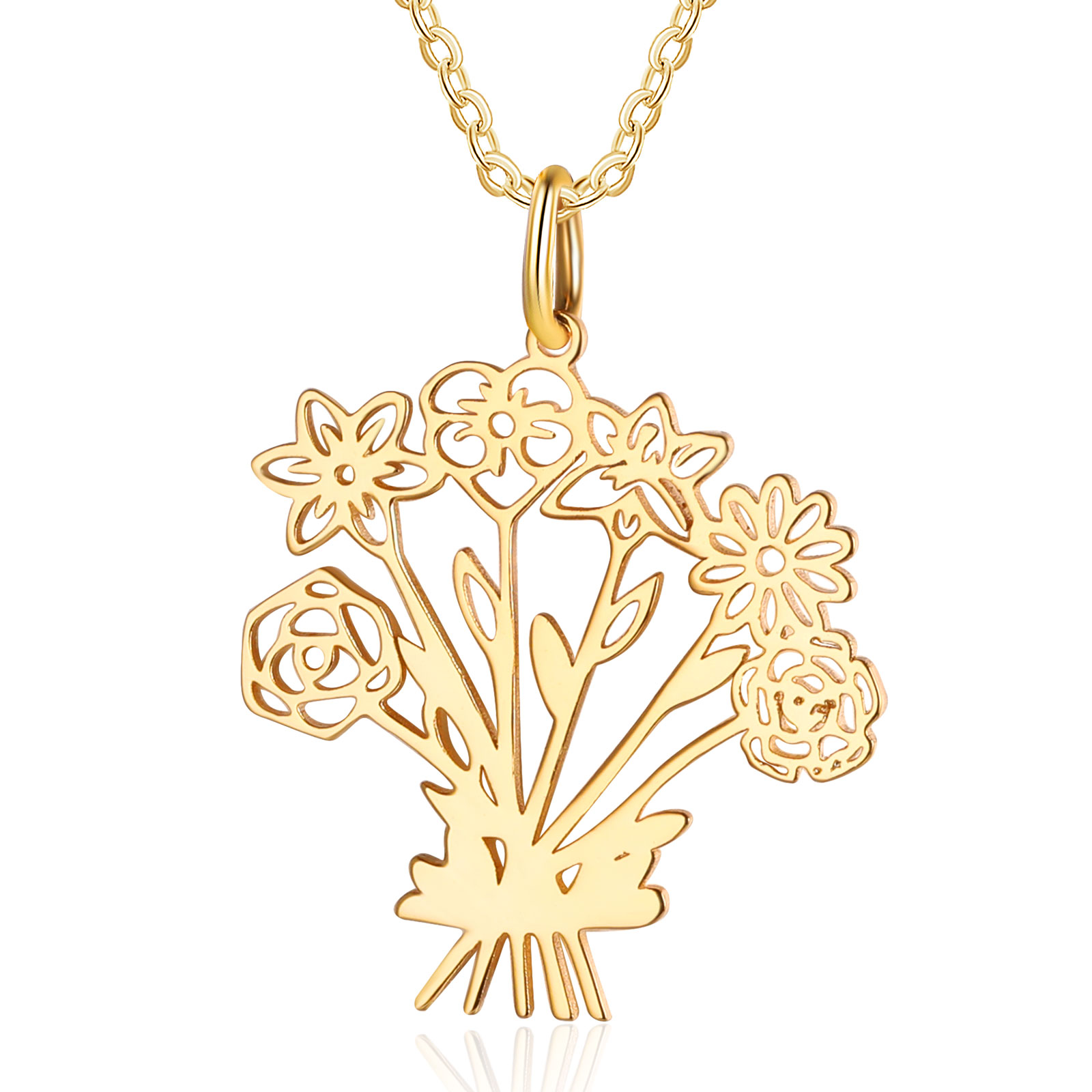 Personalised 6 Birthday Flowers Necklace Custom Pendant Necklace Gold Birthday Gift for Her-Jessemade AU