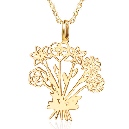 Personalised 6 Birthday Flowers Necklace Custom Pendant Necklace Gold Birthday Gift for Her-Jessemade AU