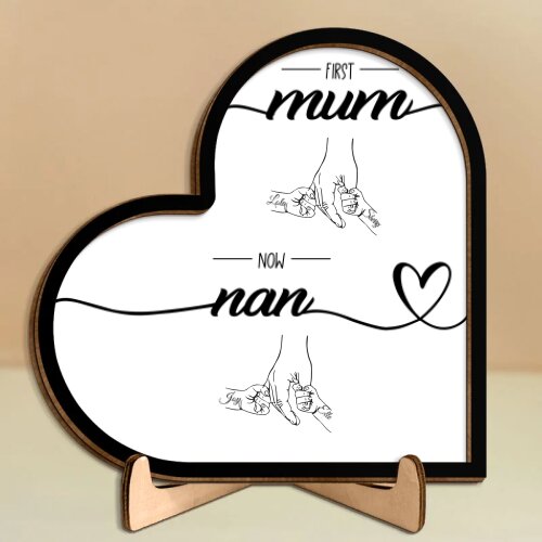 Personalised Heart Wooden Plaque with 2-14 Children’s Names – Family Gift for Mum | Jessemade