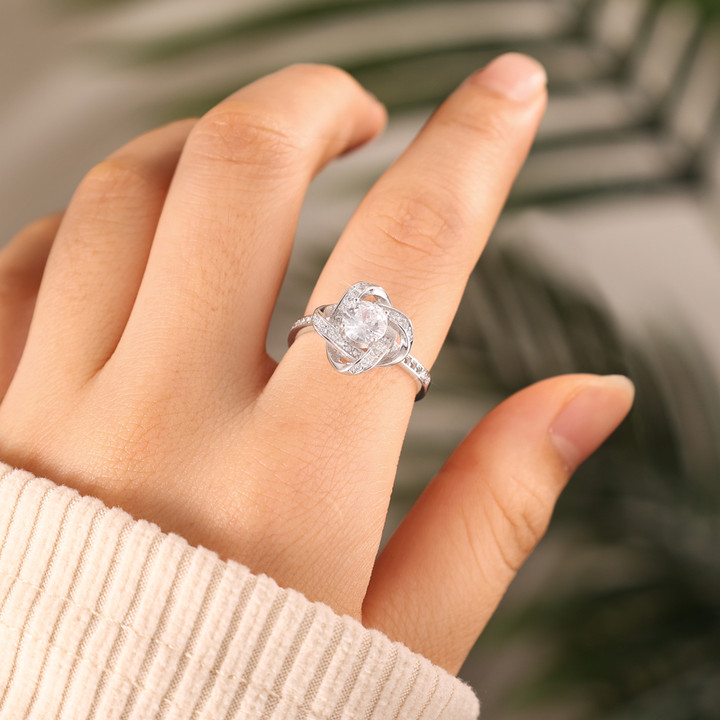 Love Knot Rings Personalised Birthstone Rings S925 Sterling Silver Birthday Gifts For Women-Jessemade AU