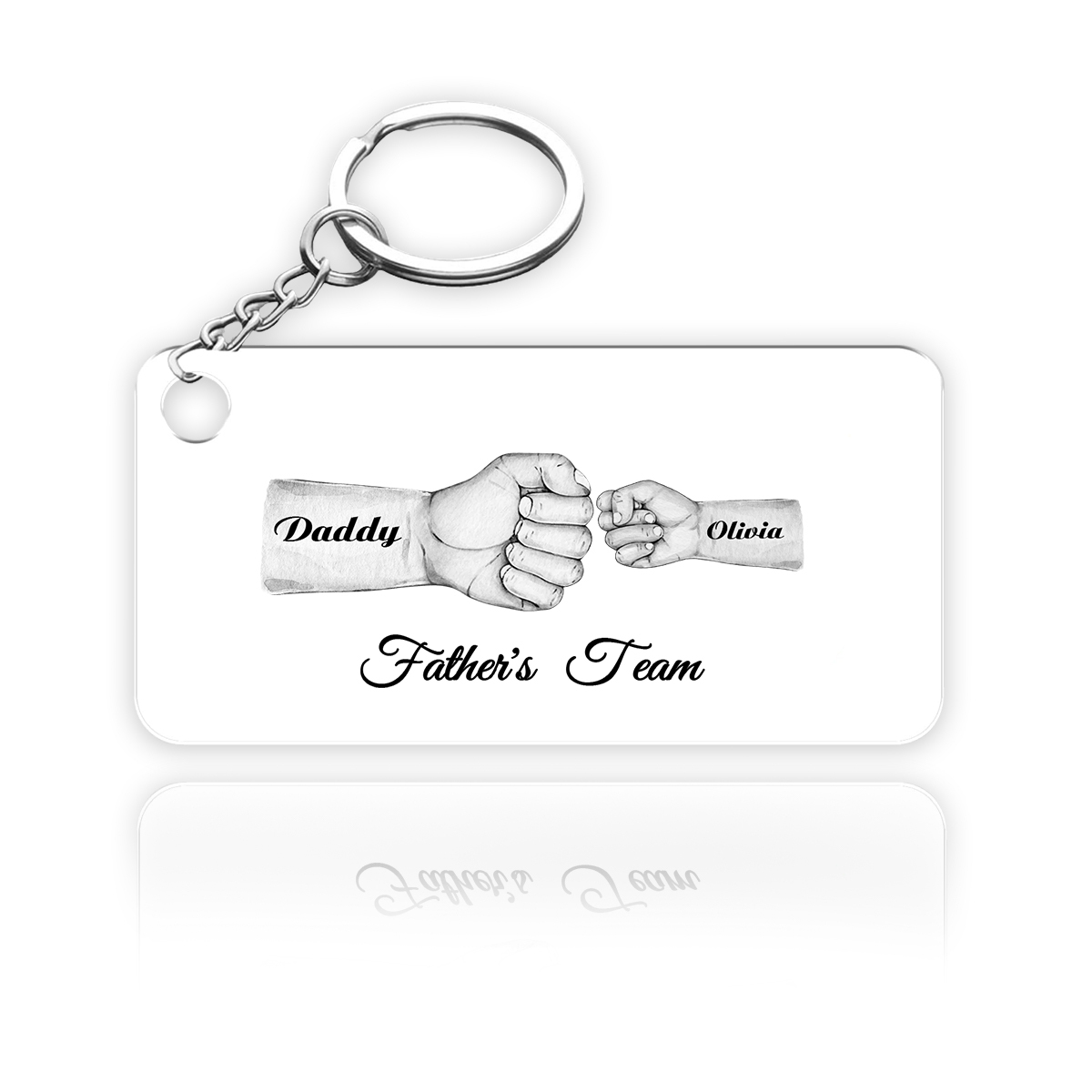 2 Names - Personalised Text & Name Acrylic Keychain Fist Bump Fathers Day Gifts for Dad/Grandpa-Jessemade AU