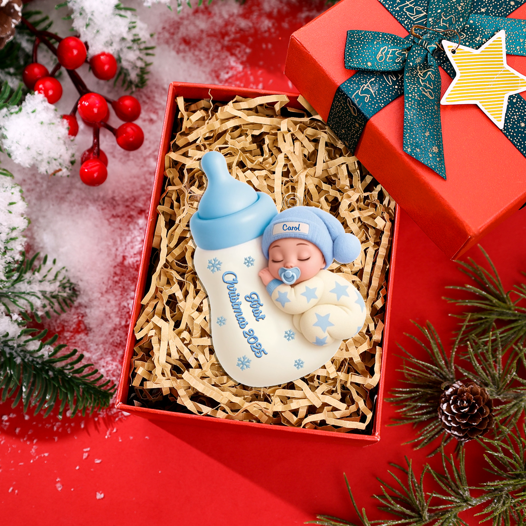 Christmas Tree Decoration Sleeping Baby with Bottle, Baby’s First Christmas Gift