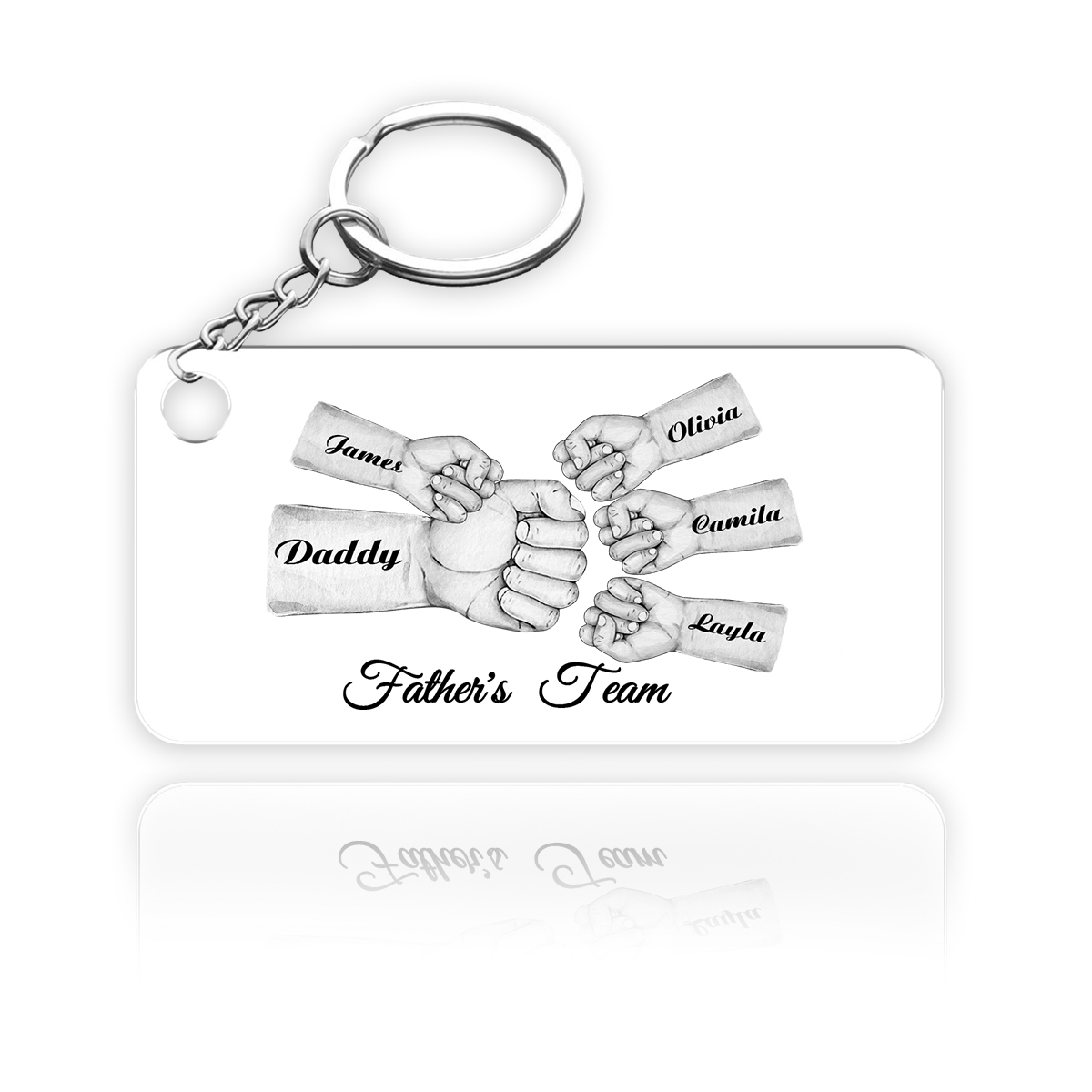 5 Names - Personalised Text & Name Acrylic Keychain Fist Bump Fathers Day Gifts for Dad/Grandpa-Jessemade AU