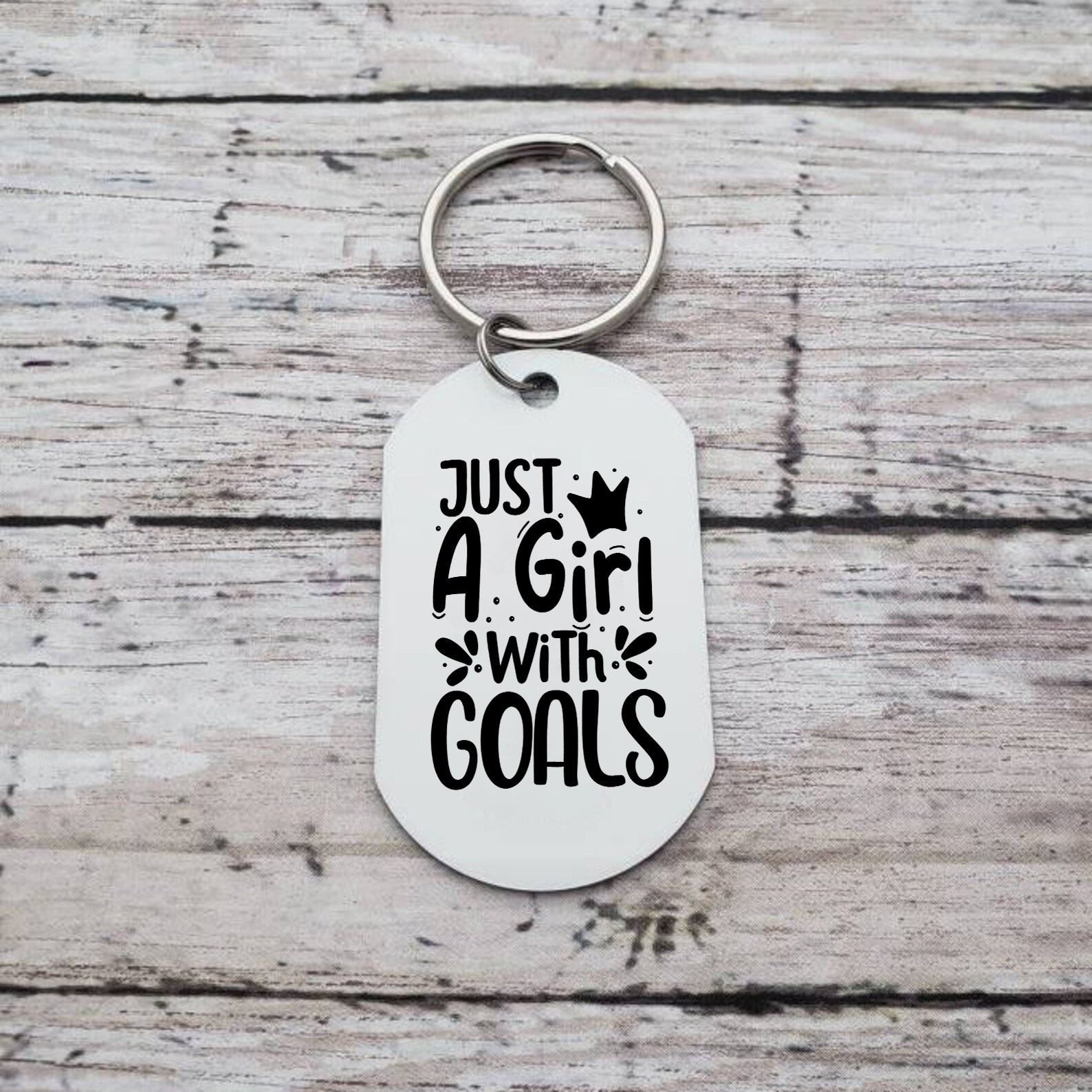 Personalised Photo Keychain Custom Stainless Steel Keychain Gift for Her - Just A Girl With Goals-Jessemade AU