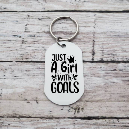 Personalised Photo Keychain Custom Stainless Steel Keychain Gift for Her - Just A Girl With Goals-Jessemade AU
