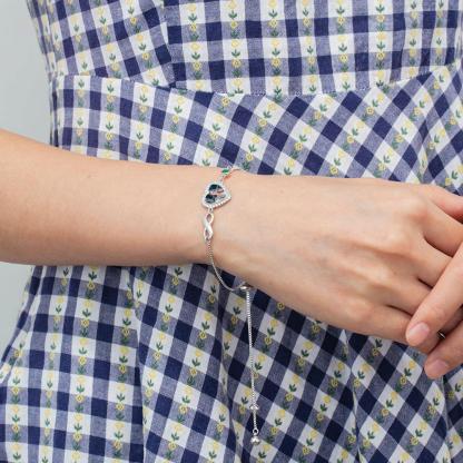 Infinity Love Heart Photo Bracelet with Birthstone Personalised with Engraving