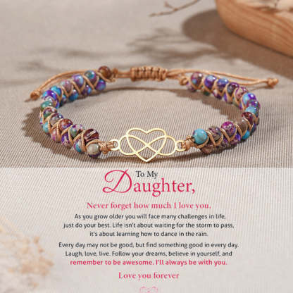 To My Daughter Infinity Heart Bracelet with Message Card Adjustable Bracelet Gift for Her - Never Forget How Much I Love You