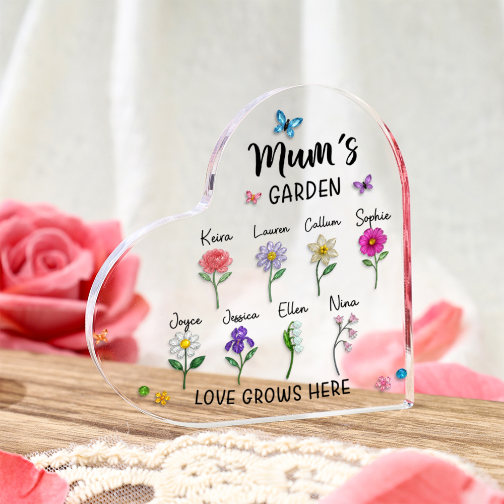 Personalised Acrylic Family Flowers Plaque for Mum Nanny