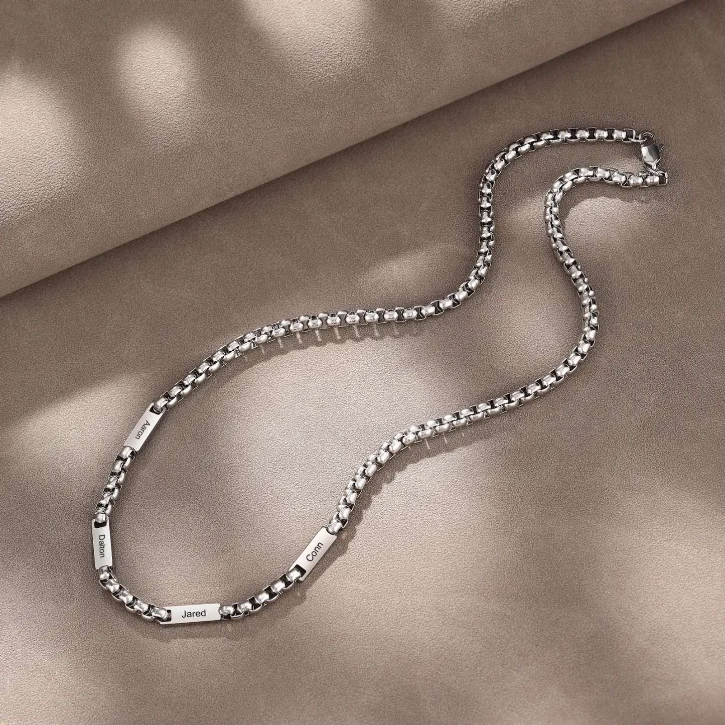 Personalized 4 Names Cuban Link Chain Necklace Stainless Steel Men Necklace