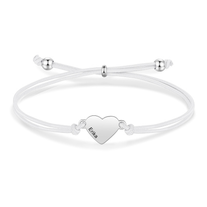 2 Pcs Heart Bracelet Set Custom 2 Names Adjustable Bracelets Back to School Gifts for Daughter Granddaughter-Jessemade AU