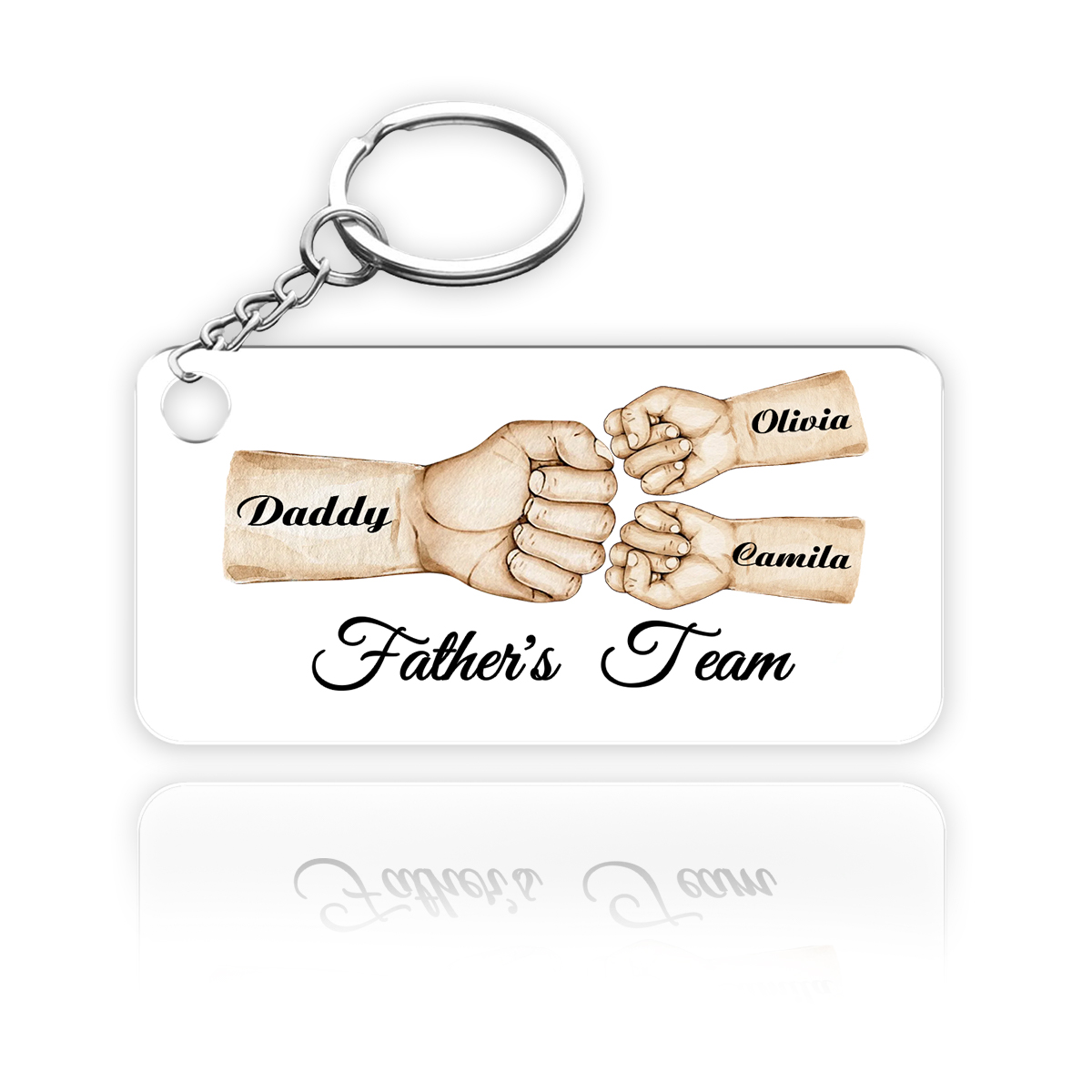 3 Names - Personalised Text & Name Acrylic Keychain Fist Bump Fathers Day Gifts for Dad/Grandpa-Jessemade AU