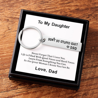 Don't Do Stupid Funny Keychain Surprise Gift Box Set for Son and Daughter-Jessemade AU