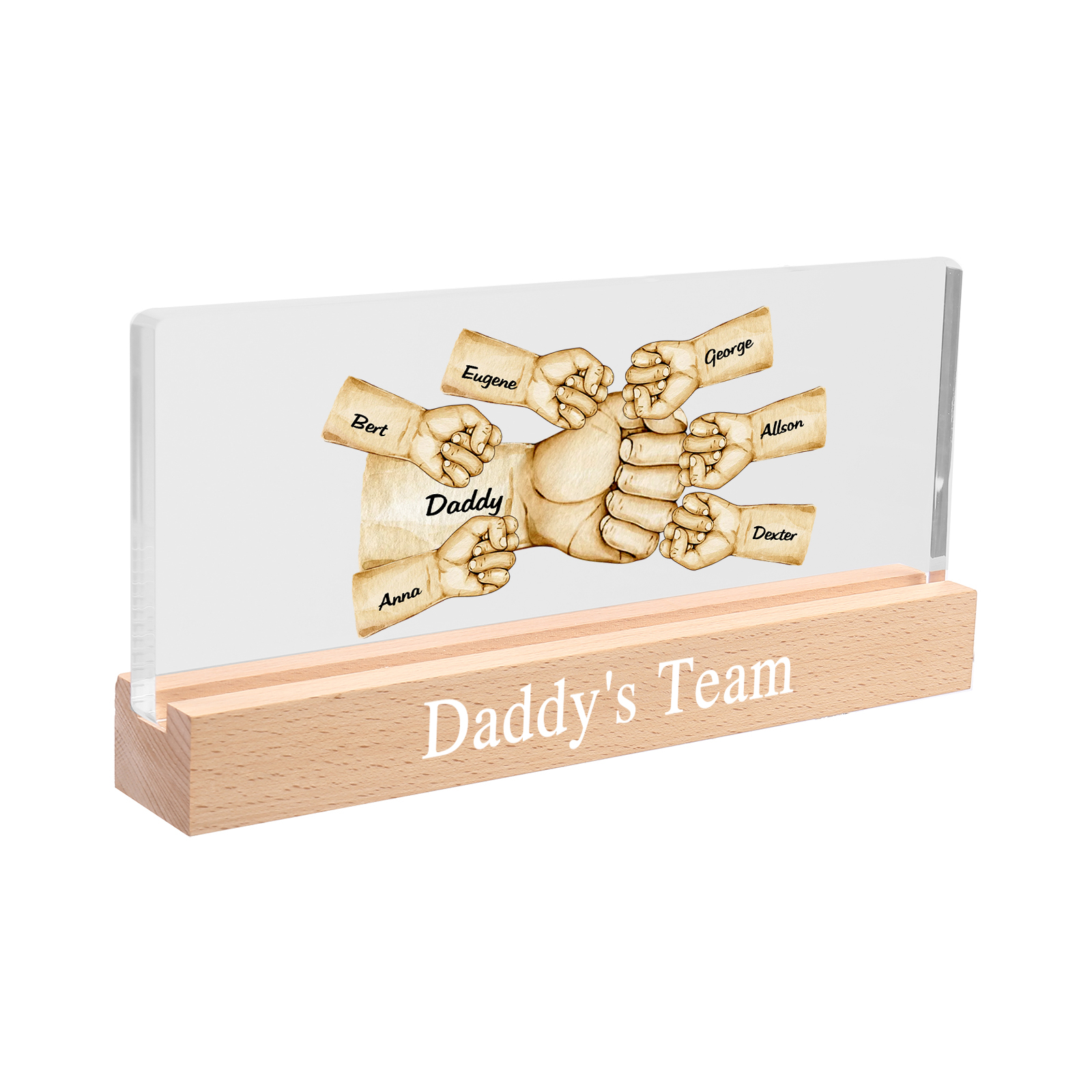 7 Names -  Personalised Name & Text Acrylic Night Light Custom Fist Bump LED Lamp Fathers Day Gifts-Jessemade AU