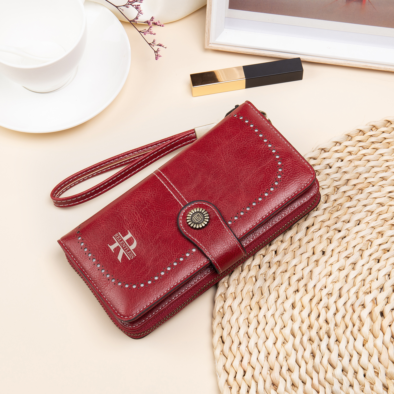 4 Colours Unisex Purse Personalised Leather Wallet Engraving Names Zip Wallet Gifts for Men Women