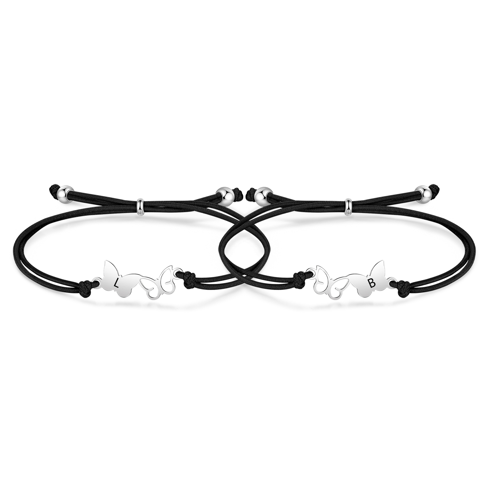 2 Pcs Bracelet Set Custom Letters Butterfly Bracelets Back To School Gift for Girls Kids-Jessemade AU