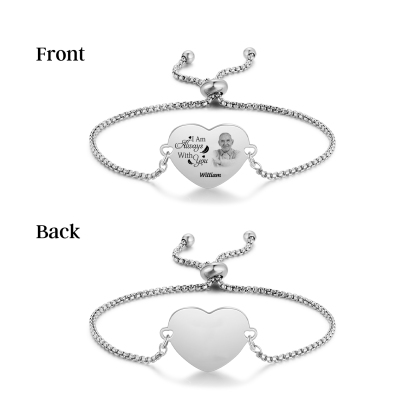 Personalised heart bracelet with photo – Memorial gift 'I am always with you'