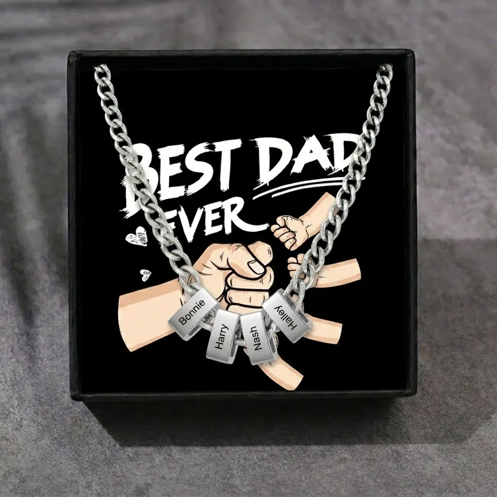 Personalised Cuban Link Chain Necklace for Men with 1 to 6 Names