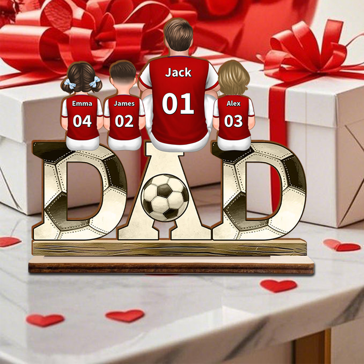 Personalised Football-Themed DAD Ornament - Custom Plaque Home Decoration for Father | Jessemade