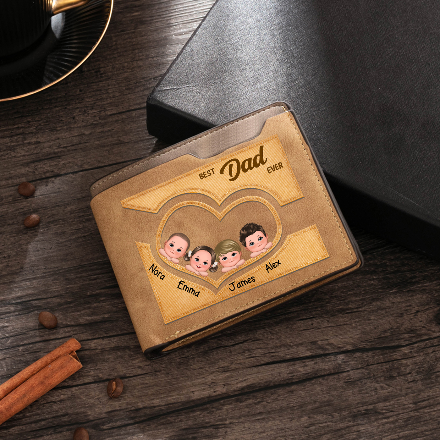 Personalised Best Dad Ever Wallet – Custom Children's Names & Illustration Gift for Dad | Jessemade