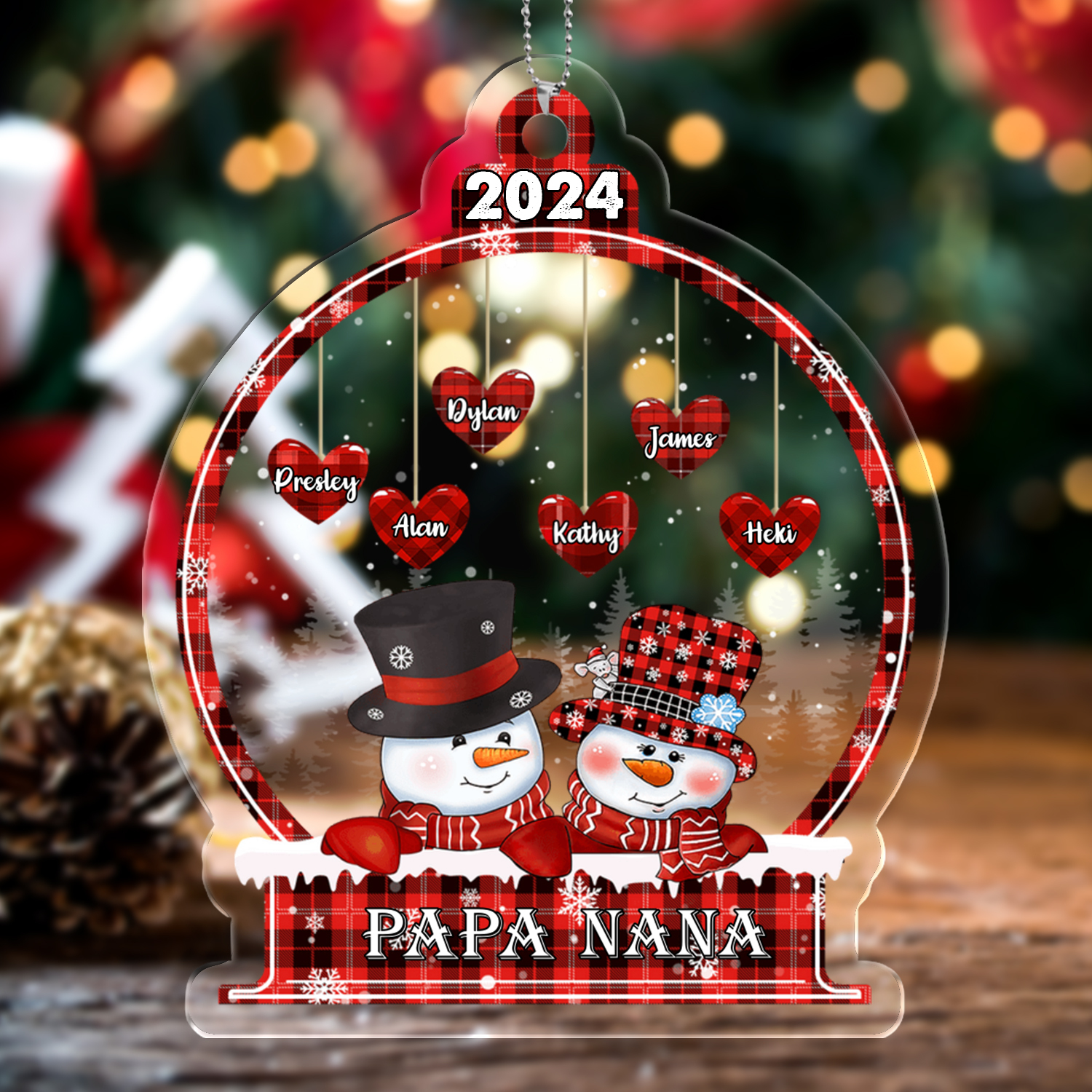 Personalised Christmas Snowman Ornament Custom 3-18 Names Christmas Ornament Gift for Family-Jessemade AU