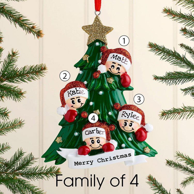Personalised Family Christmas Ornament Custom 4 Names Hanging Ornament Gifts For Family