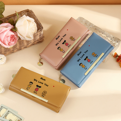 For Mum - Personalised Women Leather Wallet Custom 1-6 Kids And Pets Names –“Mum We Love You" - Mothers' Day Gift  | Jessemade