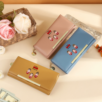 To my Mum/Nan - Personalised Women Wallet Custom With 1-10 Names Gift for Mum or Grandma in Pink, Blue or Yellow | Jessemade