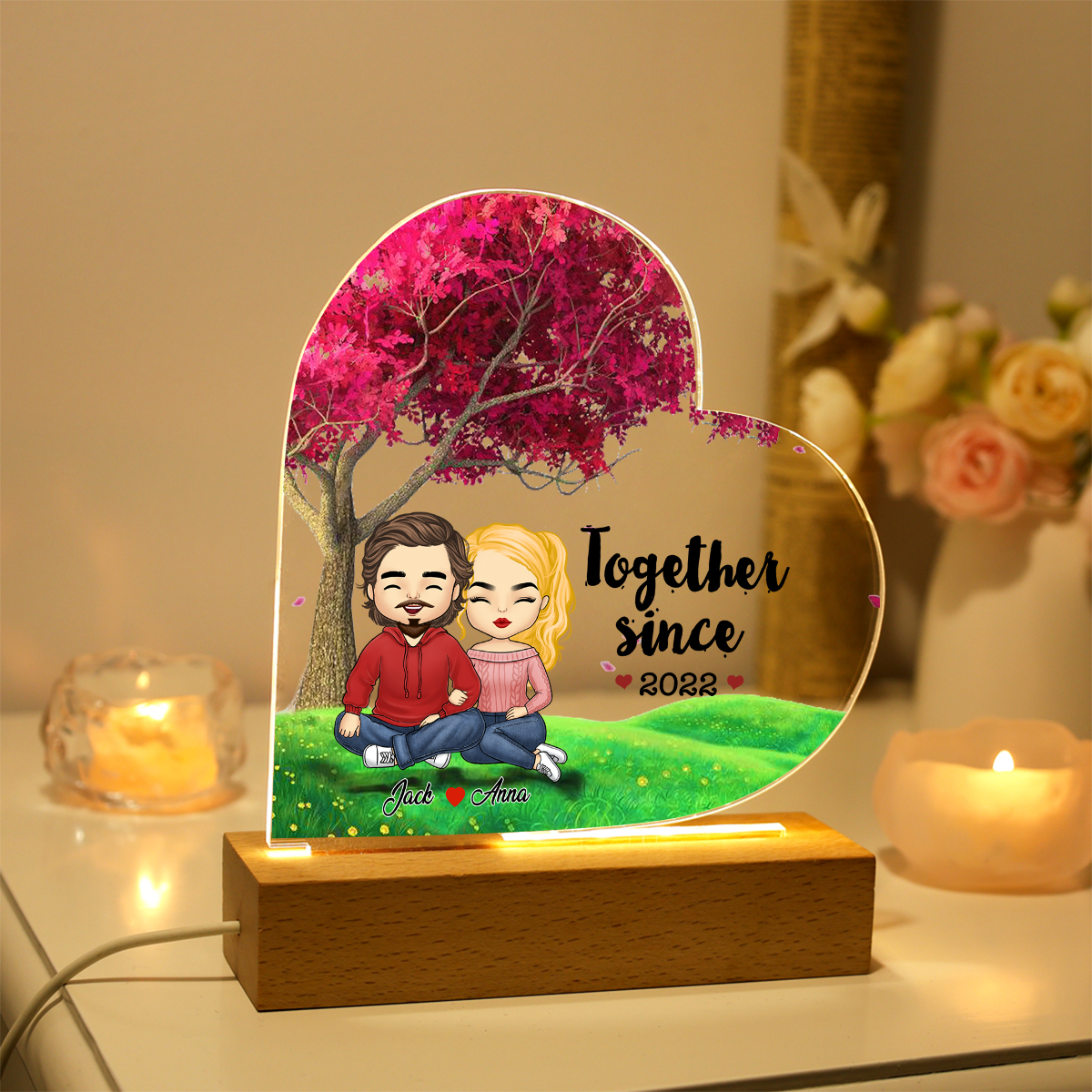 Personalised Light Plaque Together Since LED Gift for Couples