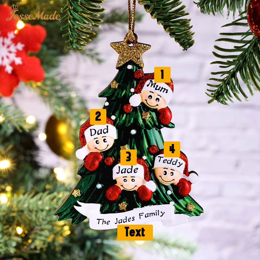 Personalised Family Christmas Ornament Custom 2-8 Names Hanging Ornament Gifts For Family