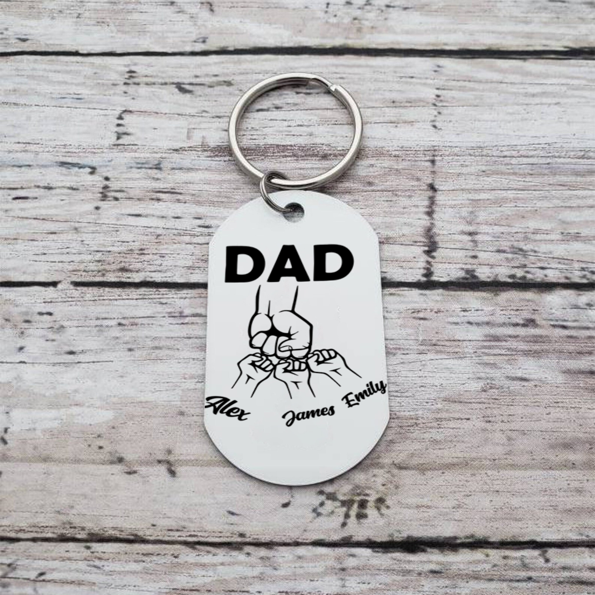 Personalised Australian Rules Football Family Keyring Custom 2–4 Names Fist Bump Keychain Fathers Day Gift for Dad/Grandpa-Jessemade AU