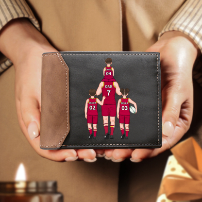  Personalised 2–9 Names Billfold Wallet Australian Rules Football Family Wallet Gift for Dad Grandpa-Jessemade AU