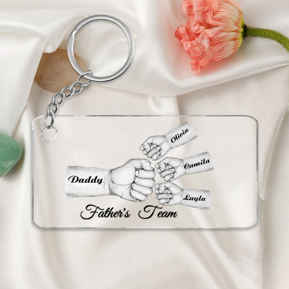 4 Names - Personalised Text & Name Acrylic Keychain Fist Bump Fathers Day Gifts for Dad/Grandpa-Jessemade AU