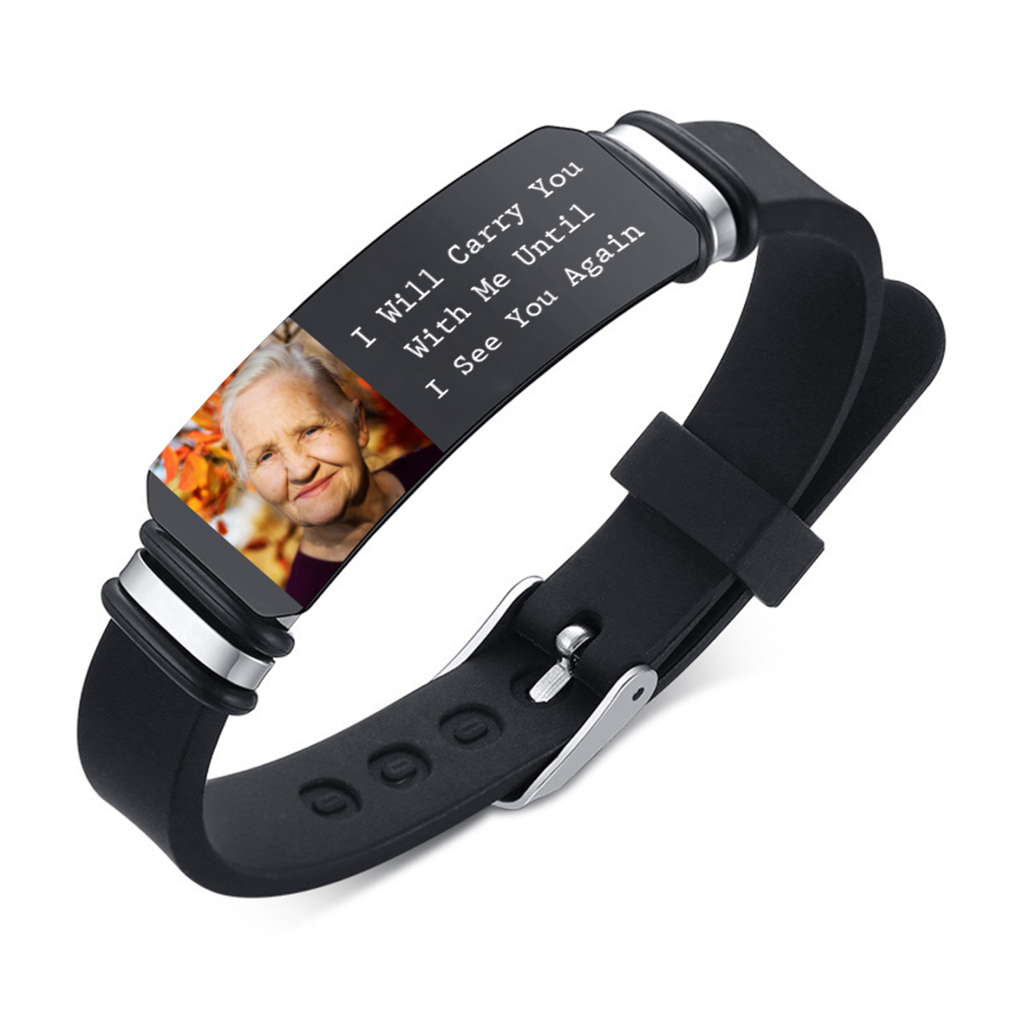 I Will Carry You With Me Until I See You Again Memorial Bracelet Custom Photo Adjustable Bracelet Set-Jessemade AU