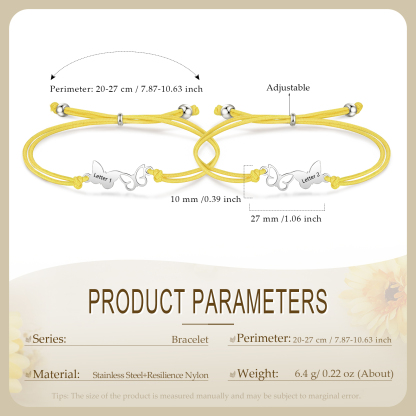 2 Pcs Bracelet Set Custom Letters Butterfly Bracelets Back To School Gift for Girls Kids-Jessemade AU