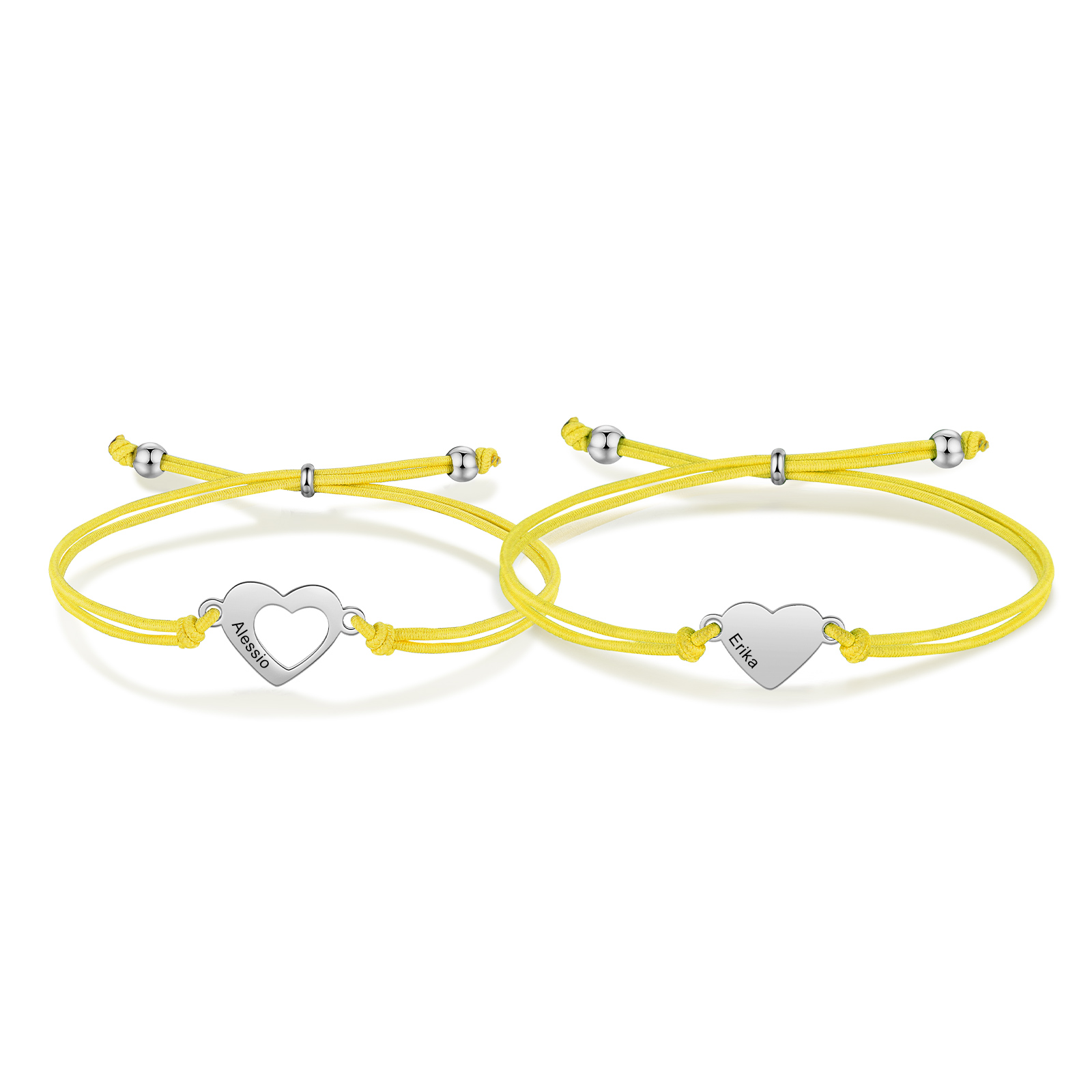 2 Pcs Heart Bracelet Set Custom 2 Names Adjustable Bracelets Back to School Gift for Daughter Granddaughter-Jessemade AU