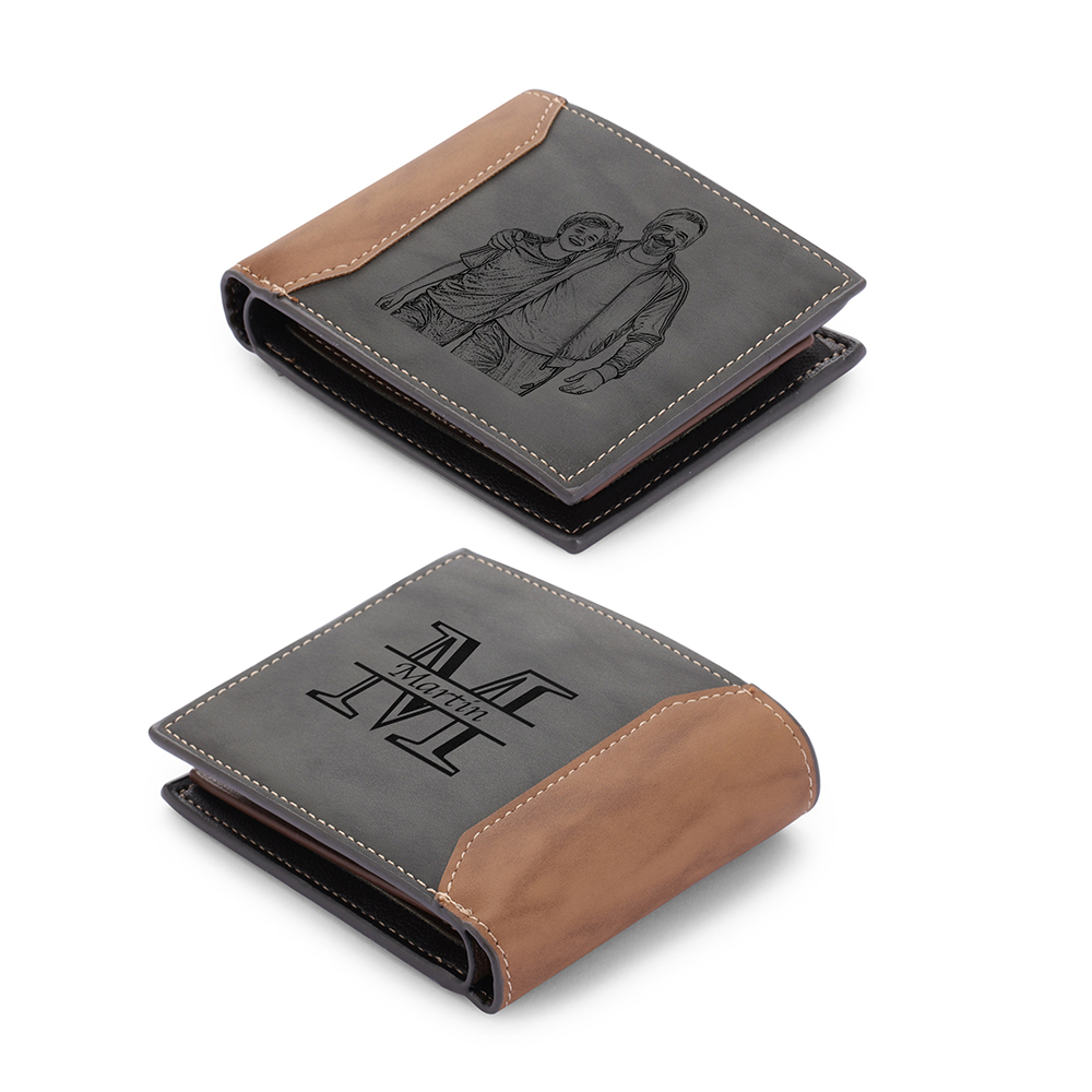 Personalised Leather Wallet for Men – Custom 1 Photo & 1 Name Engraving | Jessemade