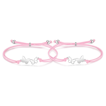 2 Pcs Bracelet Set Custom Letters Butterfly Bracelets Back To School Gift for Girls Kids-Jessemade AU