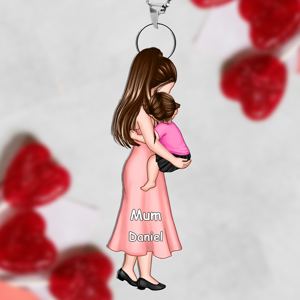 Personalised Mum & Child Acrylic Keyring, Custom with 2 Names Keyring Gift For Mum | Jessemade
