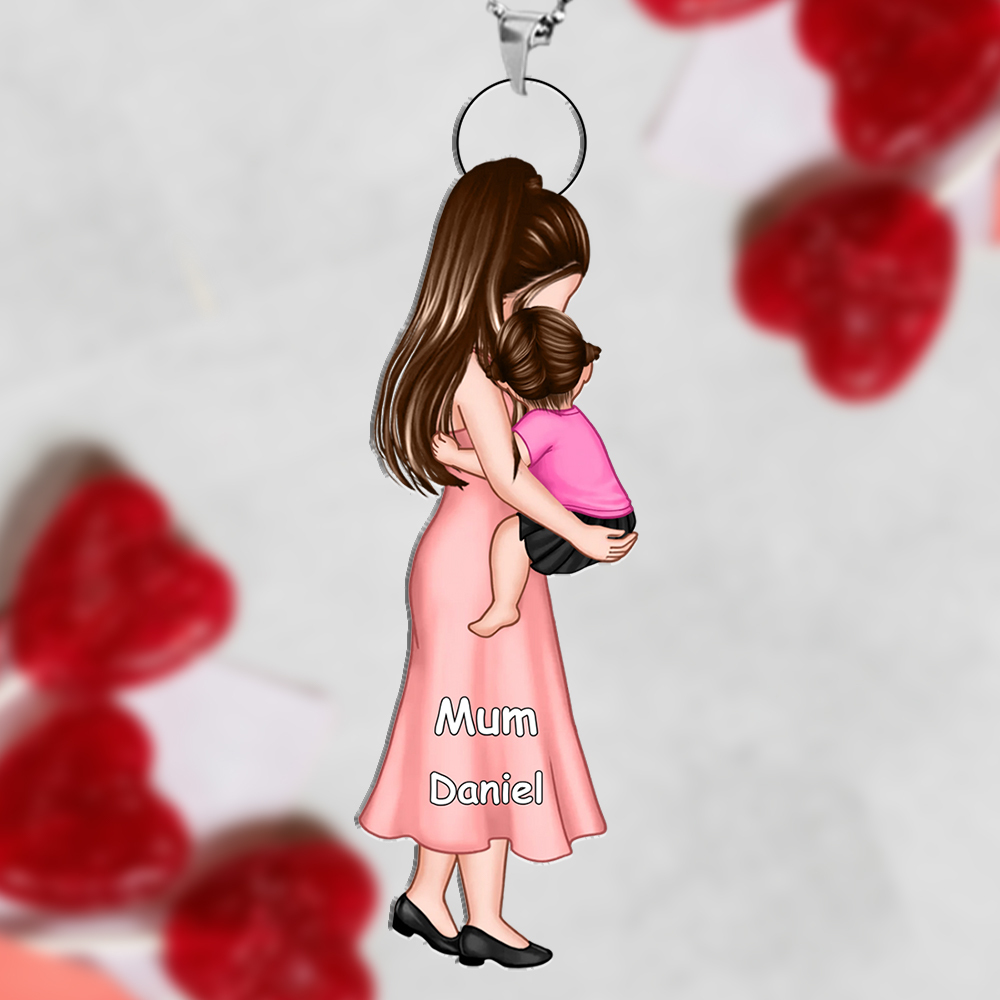 Personalised Mum & Child Acrylic Keyring, Custom with 2 Names Keyring Gift For Mum | Jessemade