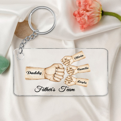 4 Names - Personalised Text & Name Acrylic Keychain Fist Bump Fathers Day Gifts for Dad/Grandpa-Jessemade AU
