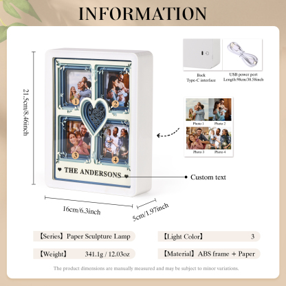 Personalised Family Photo Collage LED Night Light