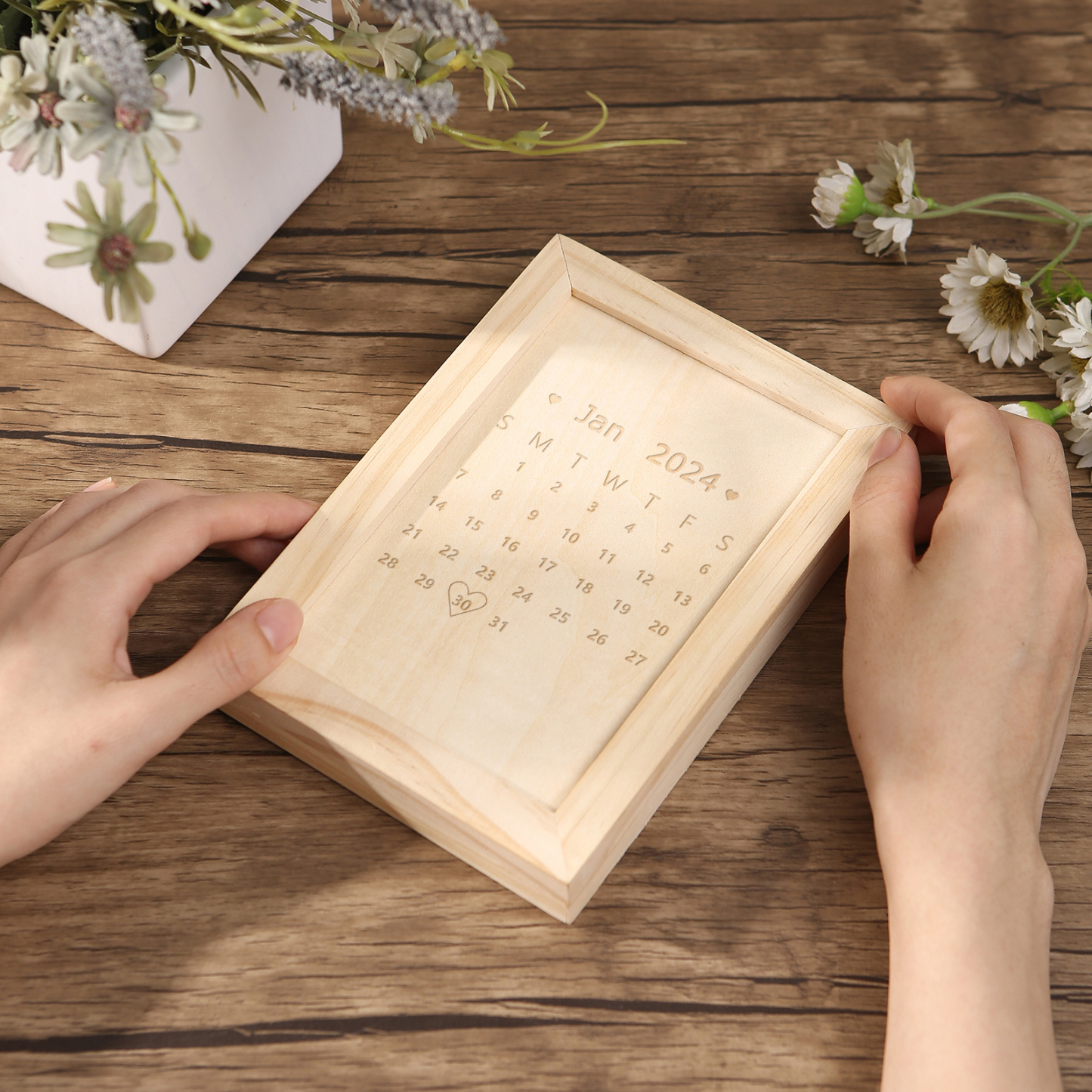 3 Names Personalised Wooden Frame with Photo and Date - Father’s Day Gift | Jessemade