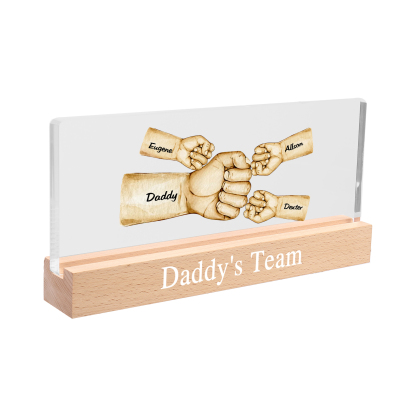 4 Names -  Personalised Name & Text Acrylic Night Light Custom Fist Bump LED Lamp Fathers Day Gifts-Jessemade AU