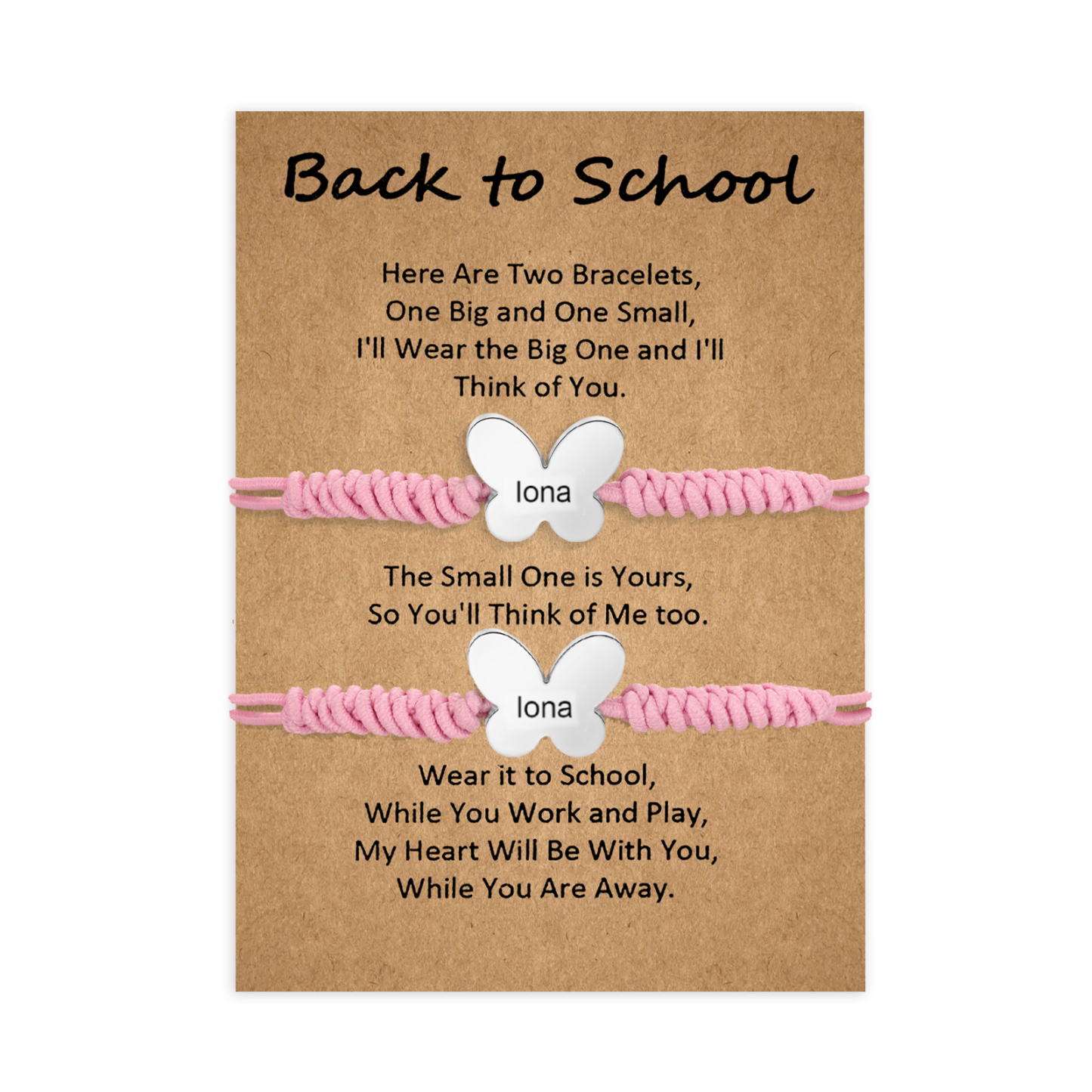 2 Pcs Butterfly Bracelet Set Custom 2 Names Adjustable Bracelets Back to School Gift for Daughter Granddaughter-Jessemade AU