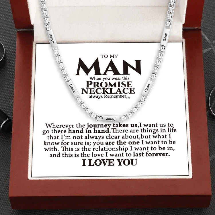 Personalized 5 Names Cuban Link Chain Necklace Stainless Steel Men Necklace